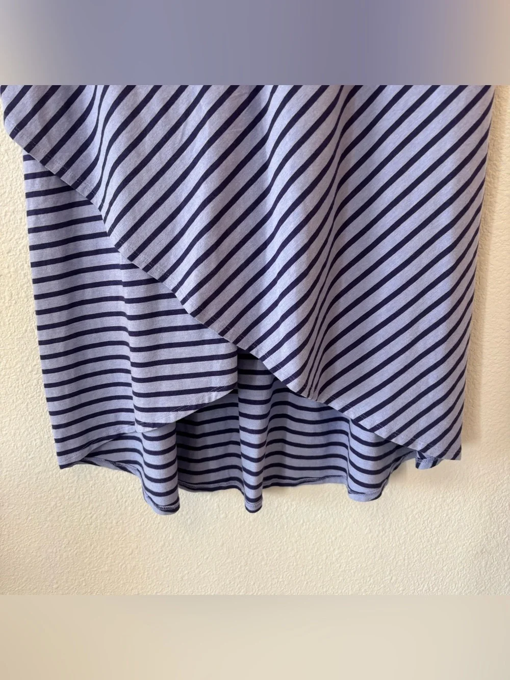 Soft Surroundings Sarina Striped Tank Dress Large Pima Cotton High Low Tulip Hem - Picture 8 of 10